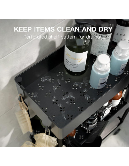 Carro de Almacenamiento Slim Pipishell 3 Niveles Negro