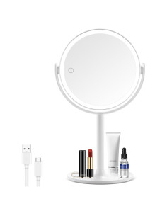 Espejo de Maquillaje GOMIPURU Iluminado 20x Doble Cara 21.84 cm