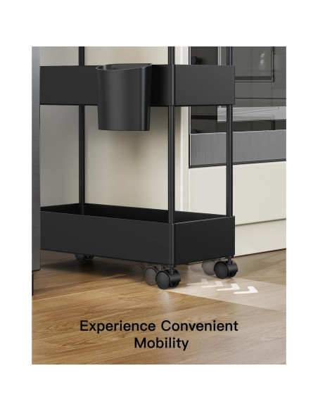 Carro de Almacenamiento Slim Pipishell 3 Niveles Negro