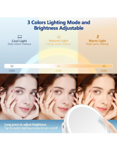 Espejo de Maquillaje GOMIPURU Iluminado 20x Doble Cara 21.84 cm 2