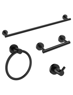 Juego de Accesorios de Baño FORIOUS 4 Piezas Negro Mate