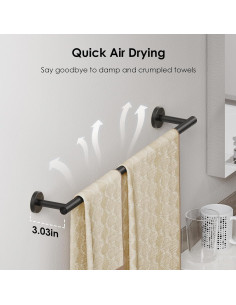 Juego de Accesorios de Baño FORIOUS 4 Piezas Negro Mate 2