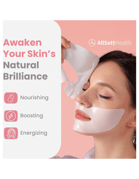 Máscara Facial de Colágeno AllSett Health Hidratante 4 Pzas