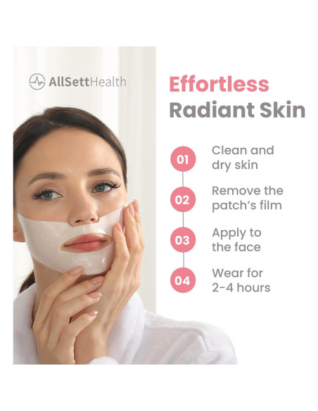 Máscara Facial de Colágeno AllSett Health Hidratante 4 Pzas