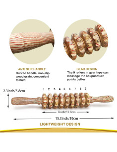 Rodillo Masajeador de Madera Deston SB-123 para Cuerpo 2