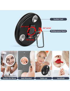 Espejo de Aumento 30X con Luz y Ventosas 15cm Negro 2