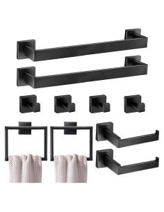 Juego de Accesorios de Baño 10 Piezas Seeawea Negro Mate