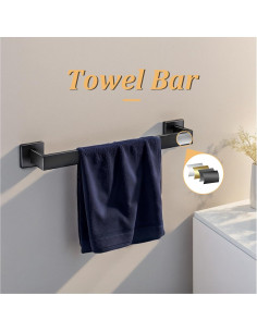 Juego de Accesorios de Baño 10 Piezas Seeawea Negro Mate 2