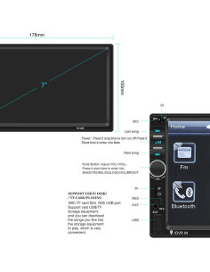 Camecho Estéreo Doble Din 7" Bluetooth + Cámara Trasera 2