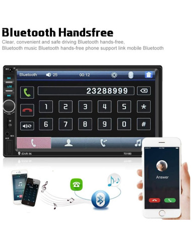 Camecho Estéreo Doble Din 7" Bluetooth + Cámara Trasera