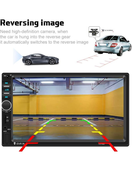Camecho Estéreo Doble Din 7" Bluetooth + Cámara Trasera
