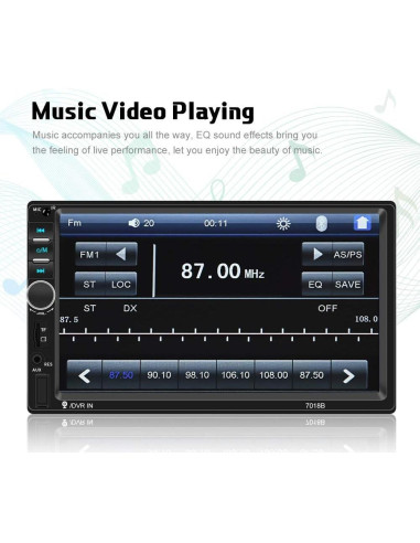 Camecho Estéreo Doble Din 7" Bluetooth + Cámara Trasera