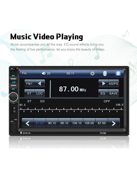 Camecho Estéreo Doble Din 7" Bluetooth + Cámara Trasera