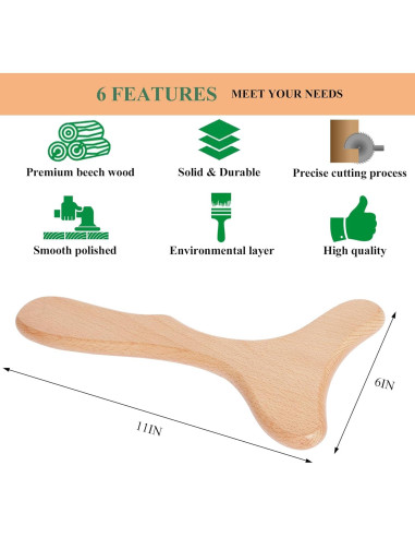 Masajeador de Madera Slocada para Drenaje Linfático 27x15cm