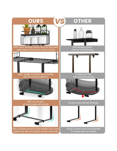 Soporte de Toallas Aetyord Montado en Pared Negro 40x15cm