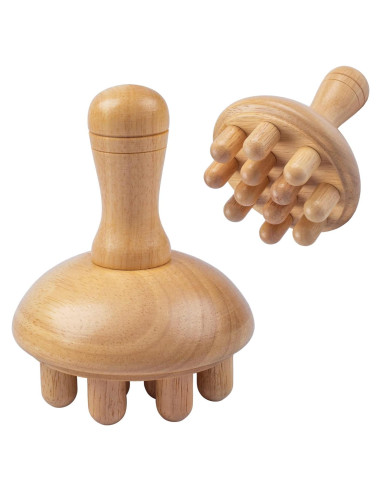 Masajeador de Madera Hongo | Anticelulitis y Drenaje Linfático