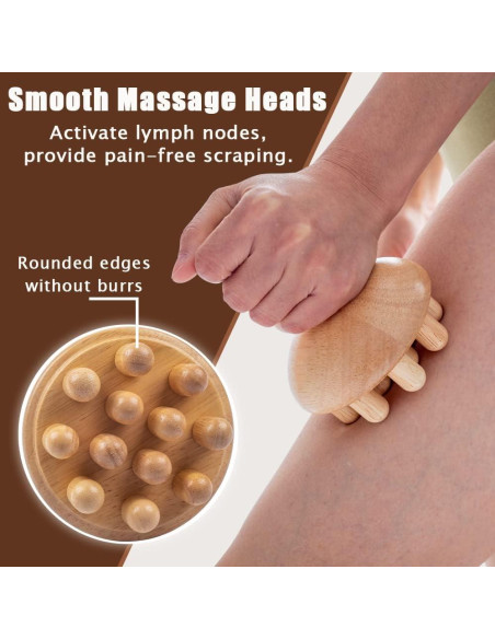 Masajeador de Madera Hongo | Anticelulitis y Drenaje Linfático