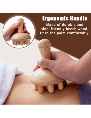 Masajeador de Madera Hongo | Anticelulitis y Drenaje Linfático