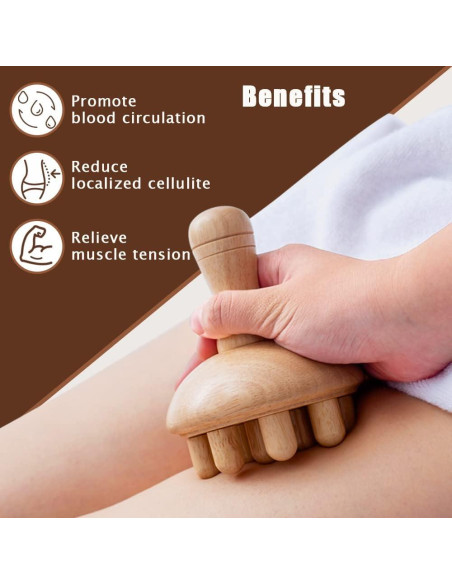 Masajeador de Madera Hongo | Anticelulitis y Drenaje Linfático