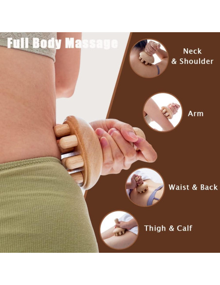 Masajeador de Madera Hongo | Anticelulitis y Drenaje Linfático