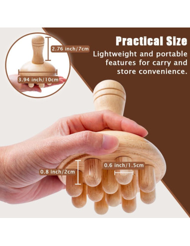 Masajeador de Madera Hongo | Anticelulitis y Drenaje Linfático