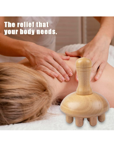 Masajeador de Madera Hongo | Anticelulitis y Drenaje Linfático