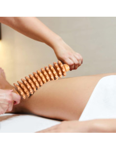 Rodillo de Masaje de Madera DAOZWUBGIH 40 cm Drenaje Linfático 2