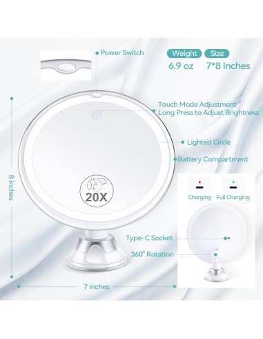 Espejo de Aumento B Beauty Planet 20X con Luz LED 34