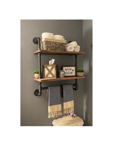 Estante de tubería SSS Furniture 60 cm rústico para baño