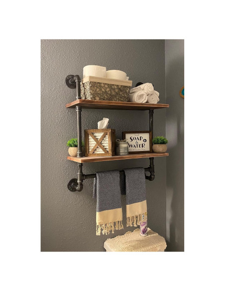 Estante de tubería SSS Furniture 60 cm rústico para baño