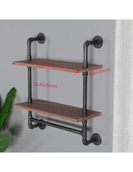 Estante de tubería SSS Furniture 60 cm rústico para baño