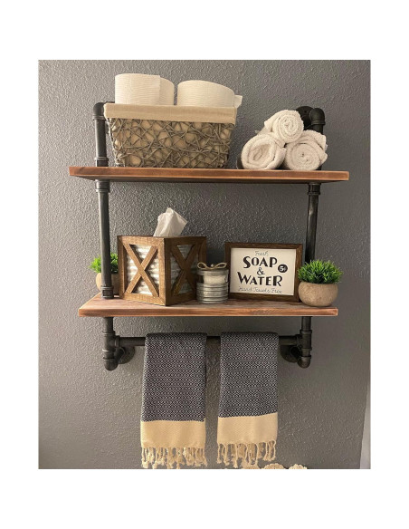 Estante de tubería SSS Furniture 60 cm rústico para baño