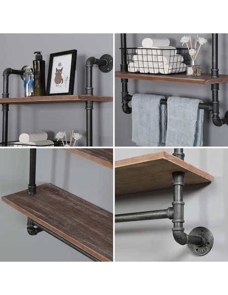 Estante de tubería SSS Furniture 60 cm rústico para baño