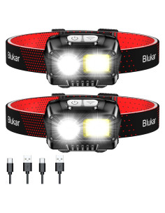 Linterna Frontal Recargable LED Blukar K9111 2000L IPX5 2 Paquete