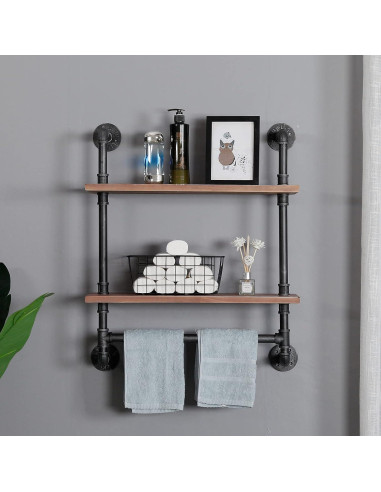 Estante de tubería SSS Furniture 60 cm rústico para baño