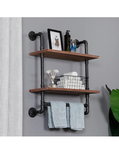 Estante de tubería SSS Furniture 60 cm rústico para baño