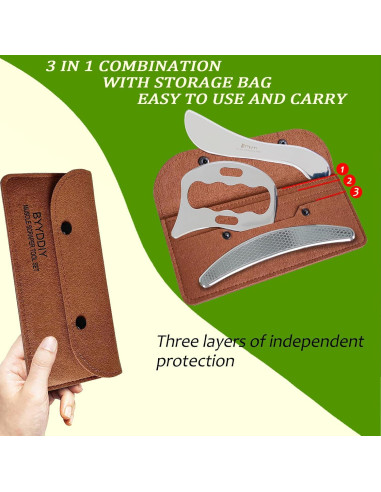 Juego de Herramientas de Masaje BYYDDIY 3 en 1 Acero Inoxidable