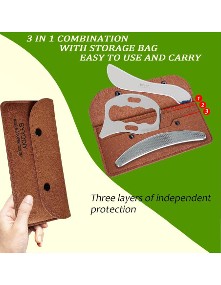 Juego de Herramientas de Masaje BYYDDIY 3 en 1 Acero Inoxidable