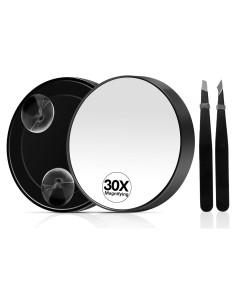 Espejo de Aumento 30X MIYADIVA Compacto Negro para Maquillaje