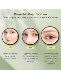 Espejo de Aumento 30X MIYADIVA Compacto Negro para Maquillaje 2