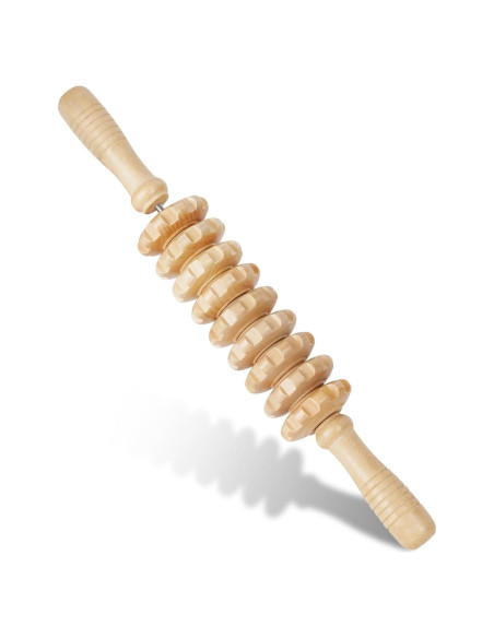 Rodillo de masaje Liitrton de madera para músculos y celulitis