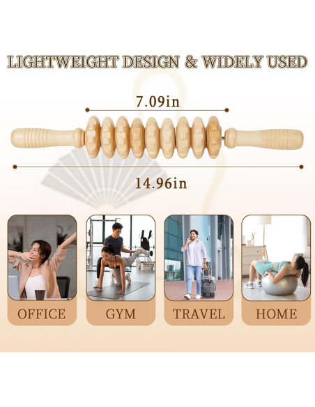 Rodillo de masaje Liitrton de madera para músculos y celulitis