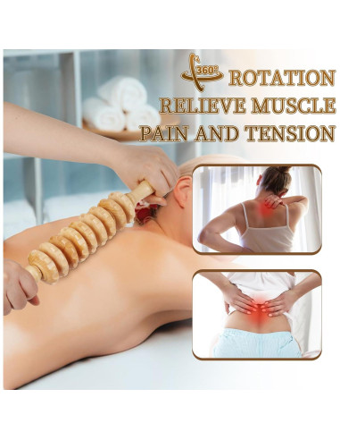 Rodillo de masaje Liitrton de madera para músculos y celulitis