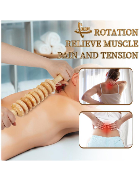 Rodillo de masaje Liitrton de madera para músculos y celulitis