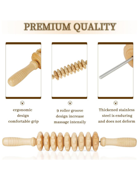 Rodillo de masaje Liitrton de madera para músculos y celulitis