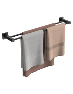 Soporte de toalla doble FORIOUS 60 cm acero inoxidable negro