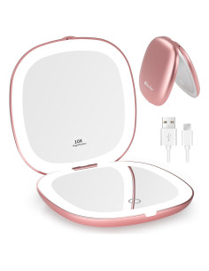 Espejo de Viaje Wobsion Oro Rosa 1x/10x con Luz LED