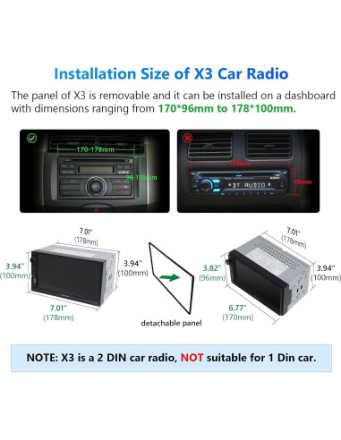 Eonon Estéreo Doble Din 7'' CarPlay Android Auto X3