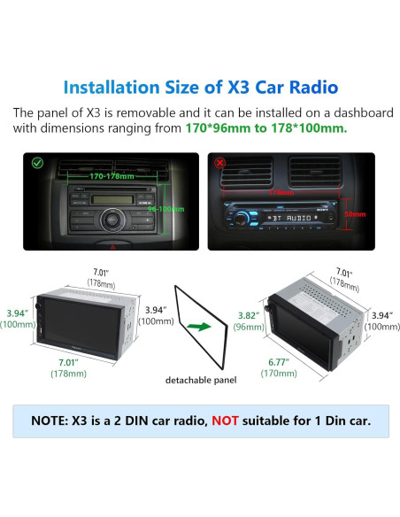 Eonon Estéreo Doble Din 7'' CarPlay Android Auto X3