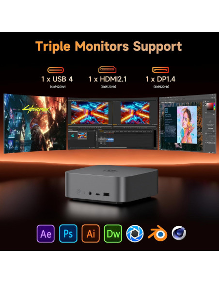 Beelink SER8 Mini PC Ryzen 7 32GB DDR5 1TB SSD Triple Pantalla